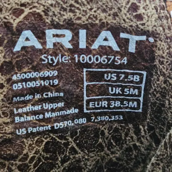 Ariat Shelleen Womens Western Leather Boots White Swirl Embroidery Size 7.5 - Picture 5 of 15